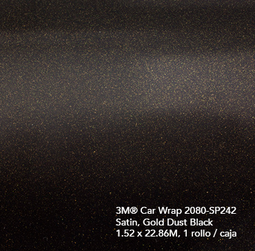 3M® Car Wrap 2080-SP242, Satin, Gold Dust Black, 1.52 x 22.86M, 1 rollo / caja